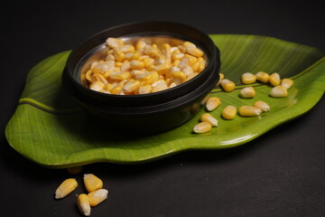 Sweet Corn : Corn kernels are small maize fruits containing a hard shell, dense starch-filled endosperm, and embryo germ essential for growth