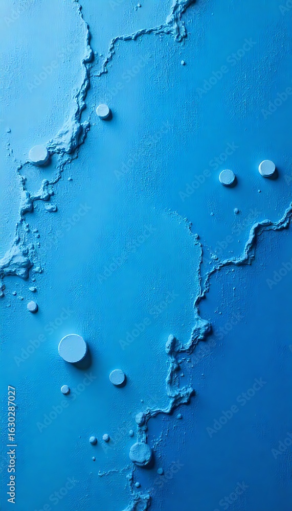 Poster generative ai: ethereal blue terrain with abstract topographical features and spherical forms on