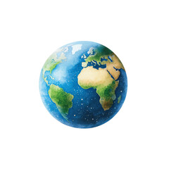 Artistic watercolor illustration of Earth from space