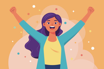 Joyful woman celebrating success with arms raised
