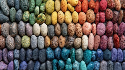 Vibrant multicolored stones arranged in a pattern