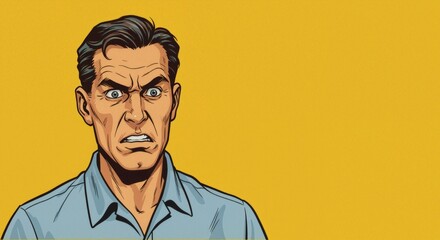 Fototapeta premium Man with a strong emotional expression and an open mouth. Comic book style pop art vector illustration for emotional concepts.