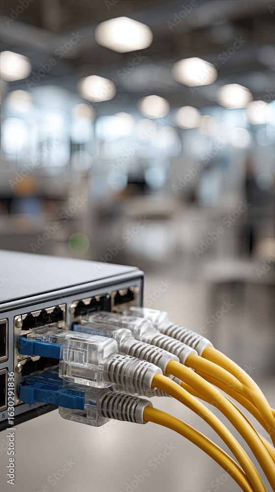 Poster network cables connect devices in a tech environment showcasing the importance of connectivity in mo