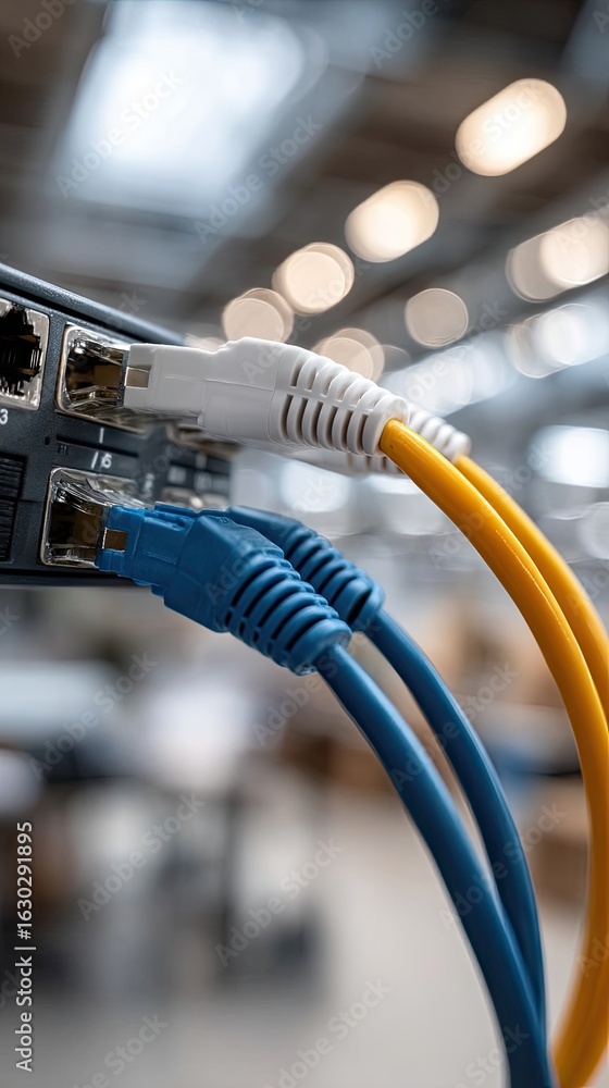 Poster network cables connect devices in a tech environment showcasing the importance of connectivity in mo