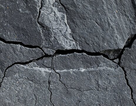 Close-up of dark gray cracked rock face