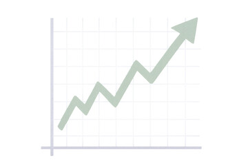 Financial growth graph displaying rising profits, symbolizing business advancement against transparent backdrop