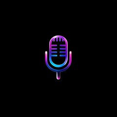 Vibrant microphone icon on black background (2)