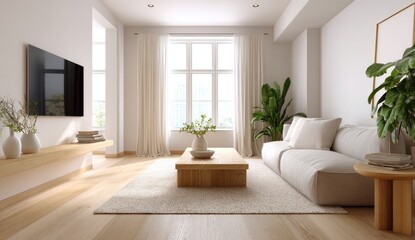 Modern, minimalist living room interior