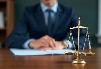 Generative AI Symbolizing Law and Justice with Scales and Legal Professional Consulting Service