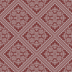 Elegant Red and Grey Seamless Damask Pattern