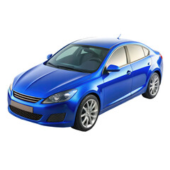 blue car isolated on transparent white background, clipping path