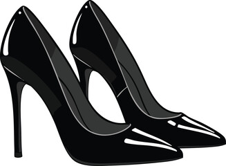 Black High Heel Shoes Elegant Footwear Fashion Accessory