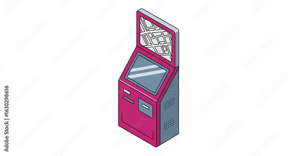 Poster Interactive kiosk with city map display for navigation