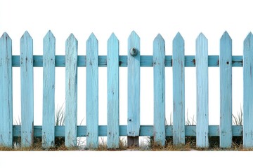 Fototapeta premium Light blue weathered wooden fence