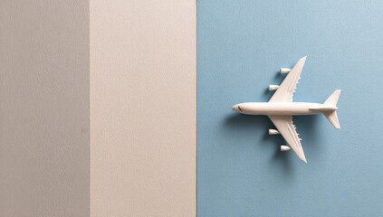 White airplane on pastel background