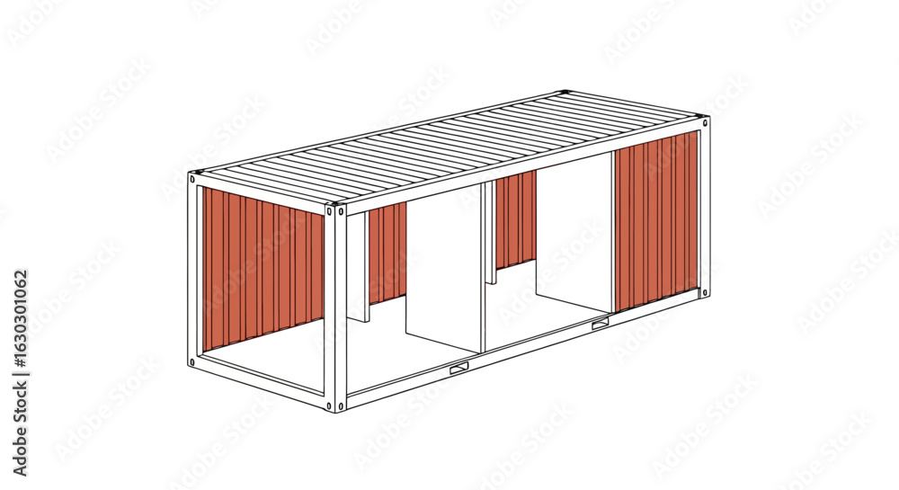Poster shipping container structure outline for storage or modular design