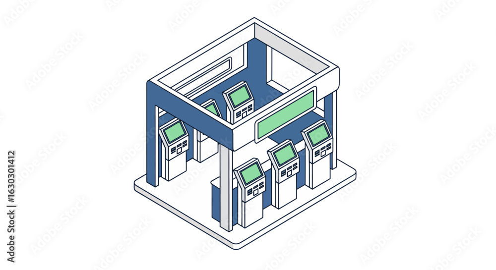 Poster automated kiosk structure flat style modern design