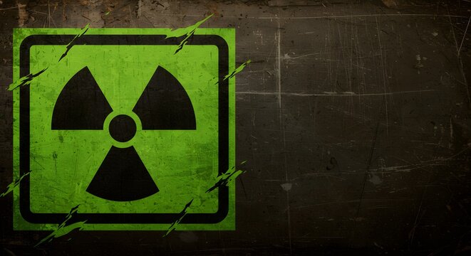 Warning sign, radioactive hazard concept with a grunge texture, ideal for nuclear themes, dangerous area alerts, radiation protection.