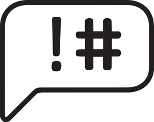 Black exclamation mark and hash symbol in speech bubble communication social media