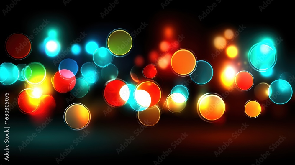 Aufkleber colorful bokeh lights creating an abstract glowing pattern on a dark background
