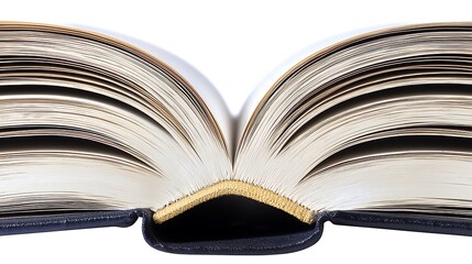 Naklejka premium Detailed macro capture at 135mm, sharp close-up of book corner revealing fibrous paper texture on clean white background, soft diffuse lighting