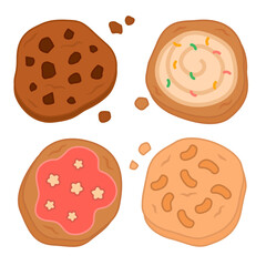 Set of Cookies Illustration. Simple Homemade Cookies. Choco Chips Sprinkle Cream Illustration in Vector
