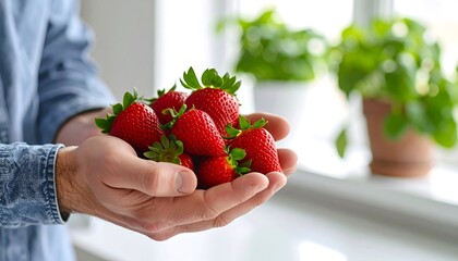 Fresh strawberries held in hands (3)