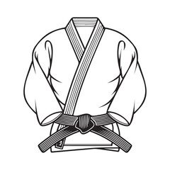 Karate gi icon with black line art silhouette vector illustration on white background