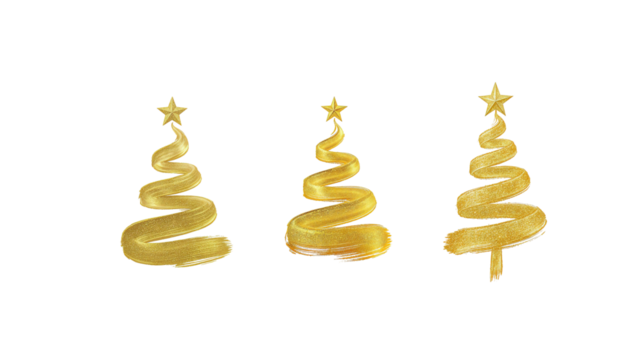 golden spiral tree with stars on transparent background png
