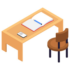 Isometric Study Table Icon