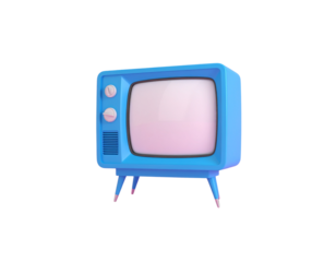 Artistic 3D Composition of a Floating Blue Television on Pink Backdrop with Clean White Glow, Unreal Engine Render