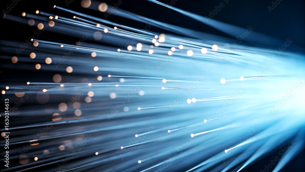 Poster dynamic fiber optic light transmission technology lab visual display dark environment abstract viewp