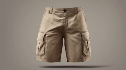 Beige Cargo Shorts Men's Apparel Mockup