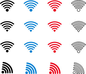 Colorful icon set-wireless signal. Flat icon.