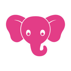 Minimal elephant head silhouette on white background for nature and zoo branding