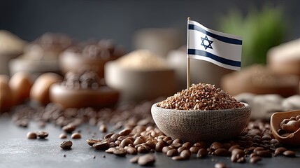 Flag of Israel with coins displayed on a stock market graph showing financial growth and investment trends in a modern economic setting