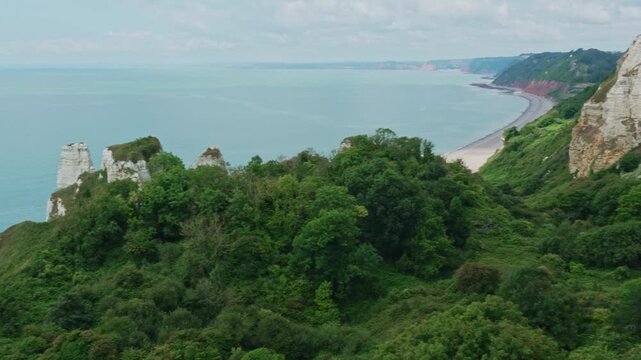 View towards Dusncombe Cliff, near Sidmouth, Devon, England
