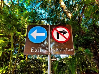 Exit sign with left arrow and 