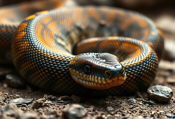 Close up of a python snake