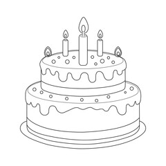 Birthday Cake line art vector design.Birthday Cake outline illustration design.
