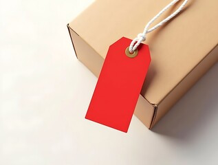 Red Price Tag Attached to a Product Box