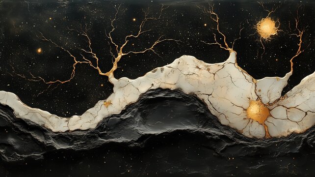 Oolong tea stain dendritic growth on brownian motion ceramic canvas