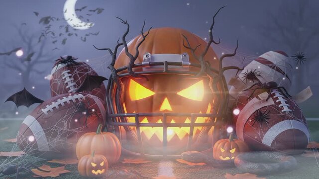American football with Halloween style for background 