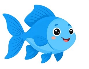 Obraz premium Cute cartoon blue fish