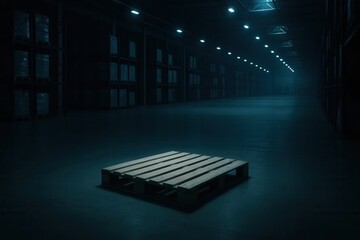 A Lone Pallet Stands in the Darkness