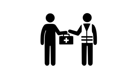 Obraz premium A person giving a first aid kit to someone