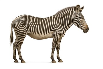 Obraz premium A lone zebra stands in quiet contemplation against a stark white backdrop