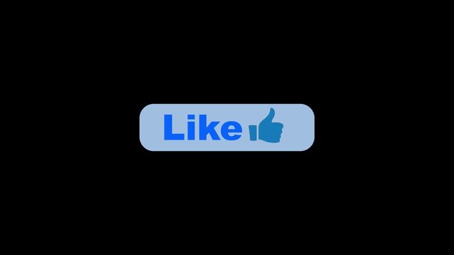Hand thumb up like icon animation black background overlay social media loop