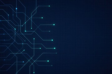Obraz premium Abstract Digital Circuitry on a Dark Blue Grid Background