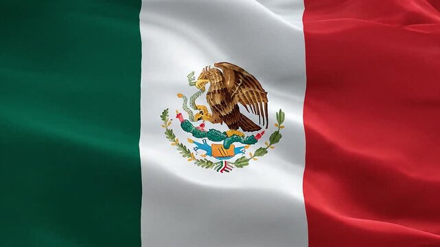Mexico flag waving in wind, Seamless Looping Animation, Footage animation 4k